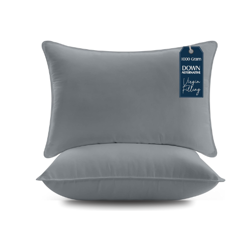 Kissen-Set (2 Stück), 50 x 70 cm, Schlafkissen, atmungsaktiv und weich (grau)