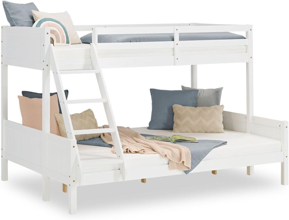 Etagenbett aus Kiefernholz für Kinder in Weiß
