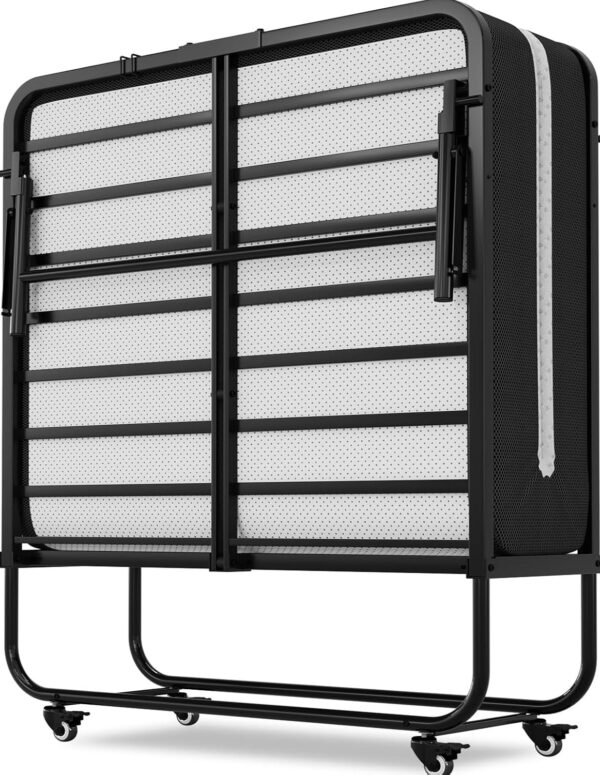 Folding Metal Guest Bed 90x200cm with Foam Mattress