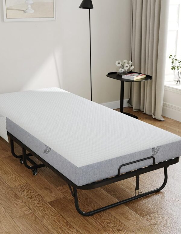 Folding Metal Bed 90x200cm with 13cm Foam Mattress