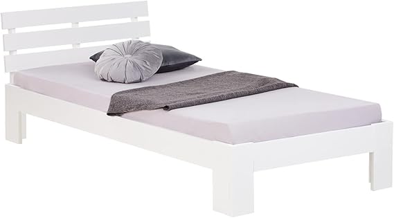 Single Wooden Bed with Slatted Frame 90x200 White