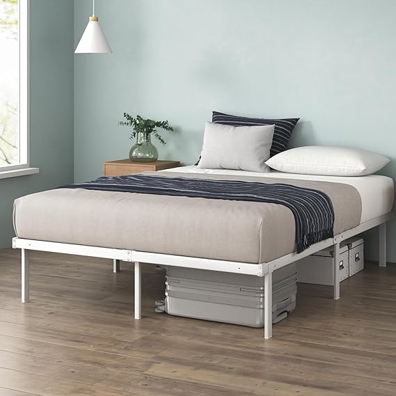 Weißes Metall Doppelbett 140x200 cm mit Stauraum