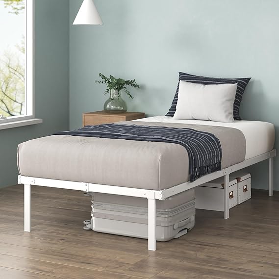 Weißes Metall-Einzelbett 90x200 cm mit Stauraum