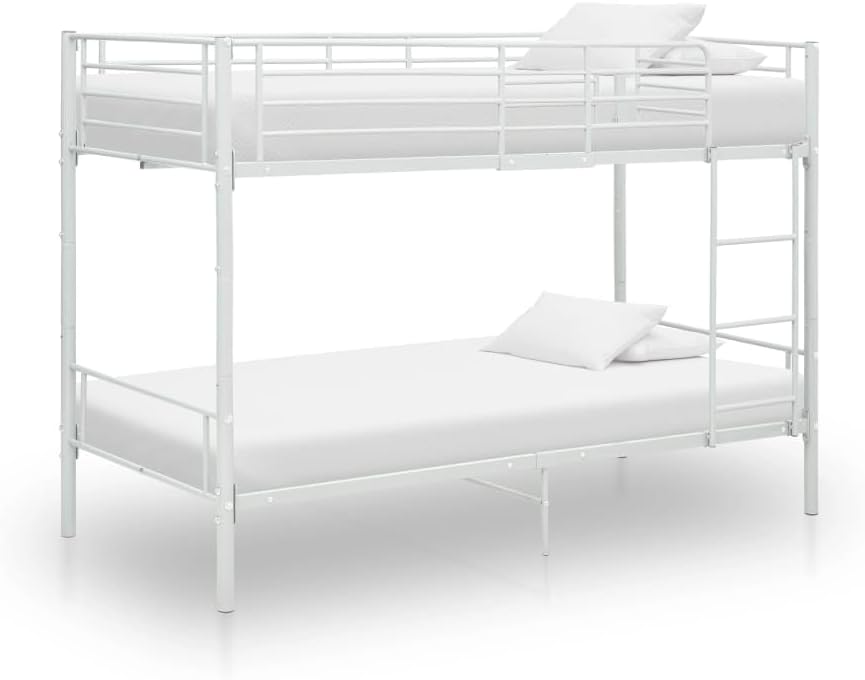 Etagenbett, Bettgestell, weißes Metall, 90 x 200 cm