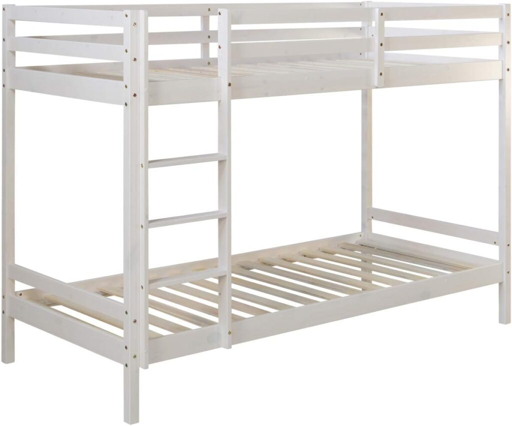 Etagenbett 90 x 200 cm mit Stauraum, Holz, Weiß, Doppel-Etagenbett 90 x 200 cm für 2 Kinder mit Lattenrost | Artikel 1431