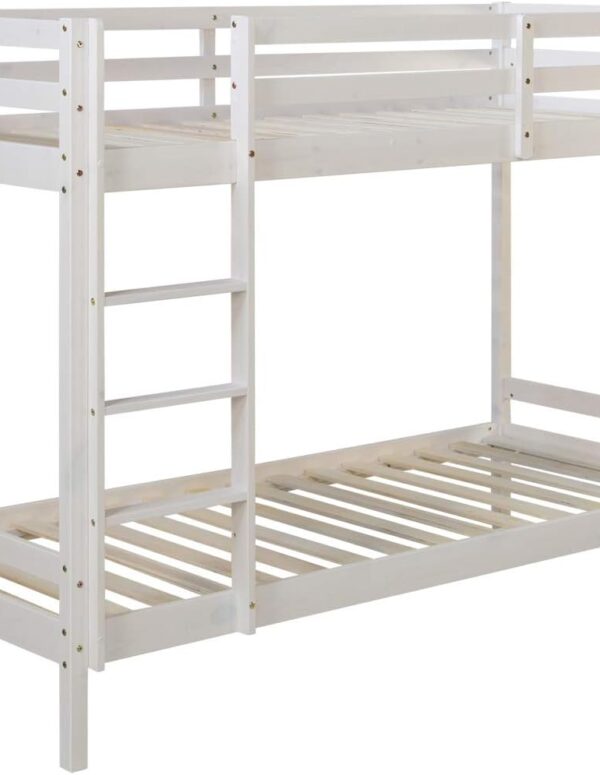 Etagenbett 90x200 cm Weiß Holz Mit Stauraum Kinder