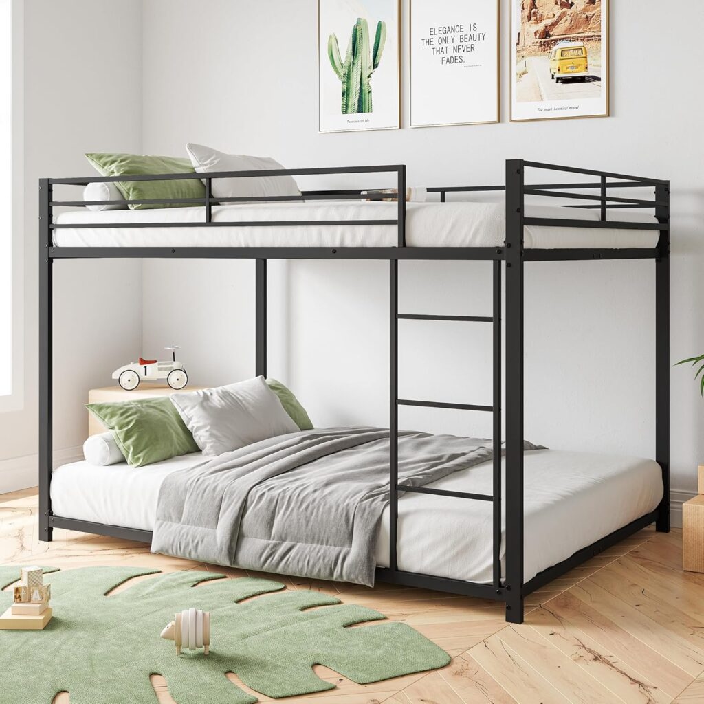„Metall-Etagenbett 140 x 200 cm – Kinder-Etagenbett, Doppelbett mit Lattenrost und Absturzsicherung, für Jungen und Erwachsene (Schwarz, 140 x 200 cm)“