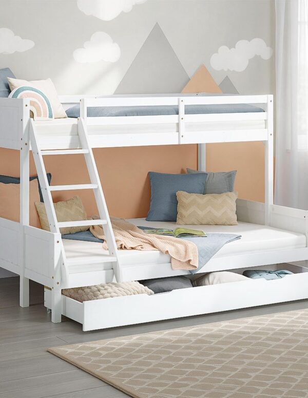 Kinder Etagenbett Weiß Holz Mit Bettkasten 90x200