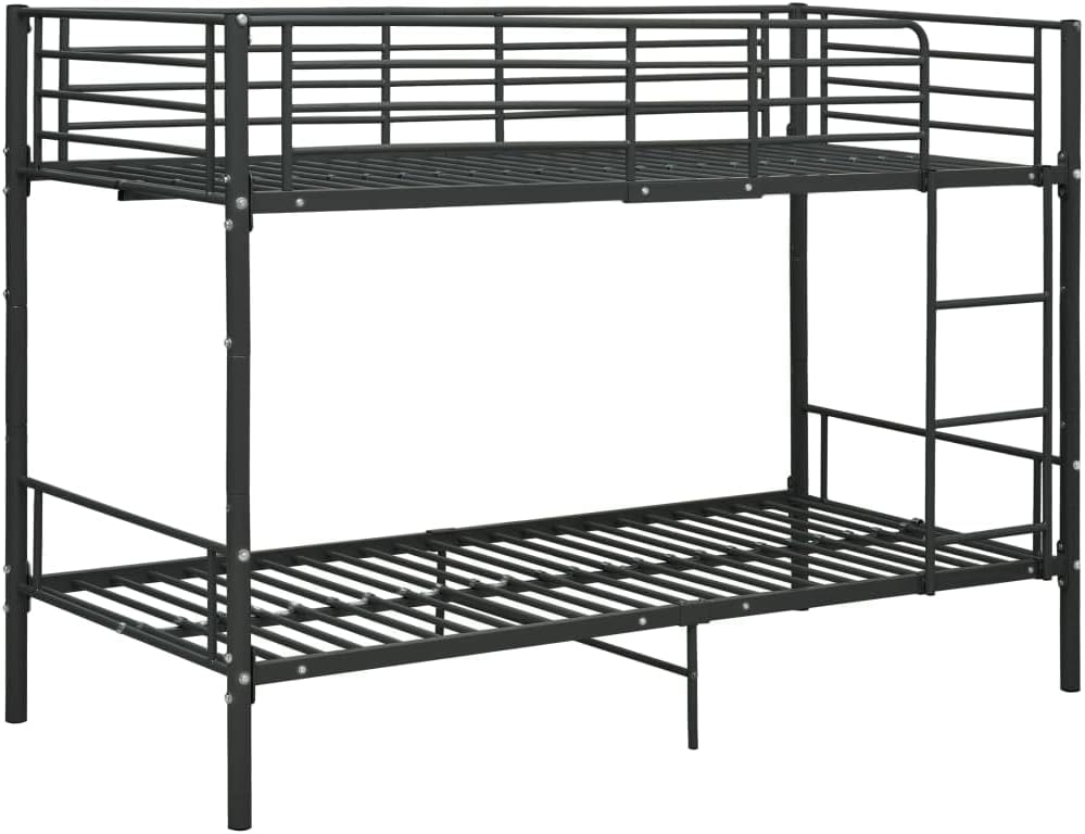 „Metall-Etagenbett 90 x 200 cm – Doppelstockbett mit Lattenrost, stabiles Jugendbett aus schwarzem Metall für Schlafzimmer“