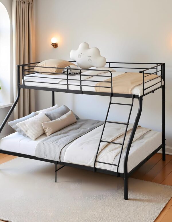 Metal bunk bed black 140x200 cm & 90x200 cm
