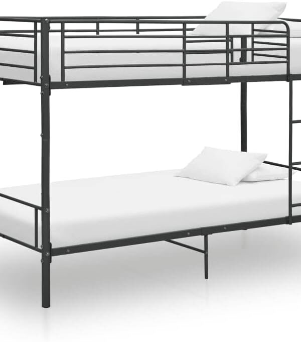Metal bunk bed black 90x200 cm sturdy and robust