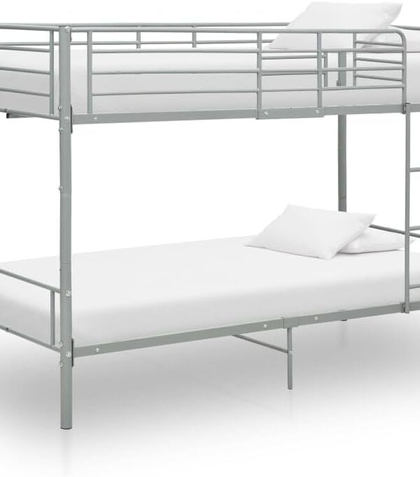 Metal bunk bed grey 90x200 cm sturdy and robust