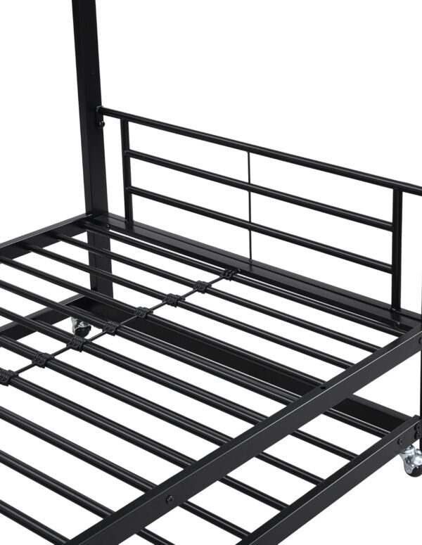 Metal Bunk Bed Black 90x200 & 90x190 cm Pull-Out