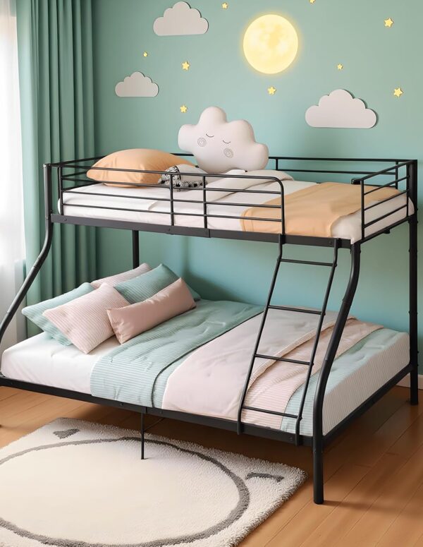 Metal Bunk Bed Black 140x200 & 90x200 cm