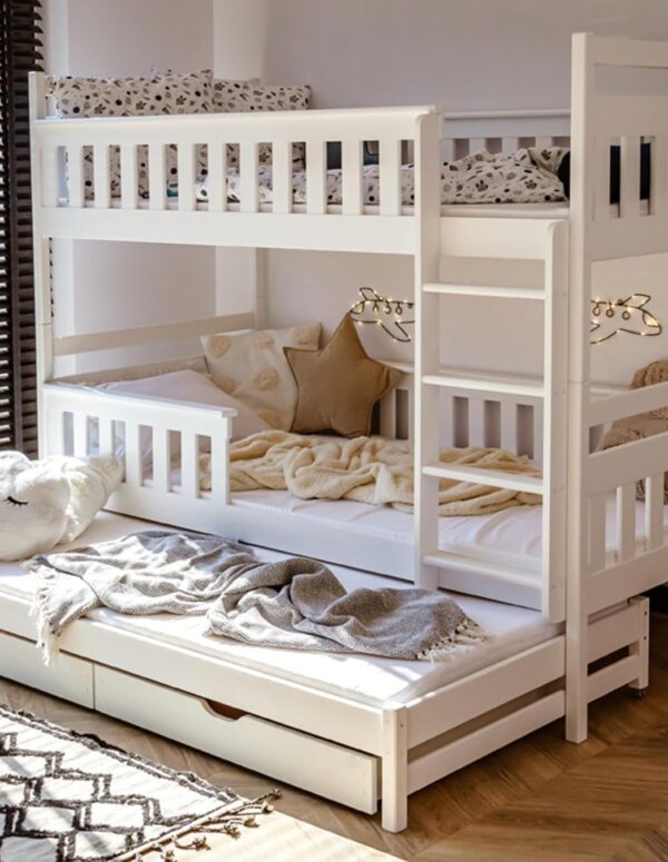 Wooden Bunk Bed 90x200 cm with Pull-Out & Drawers