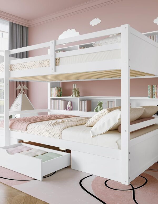 Wooden Bunk Bed 90x200 cm with Drawers & Ladder