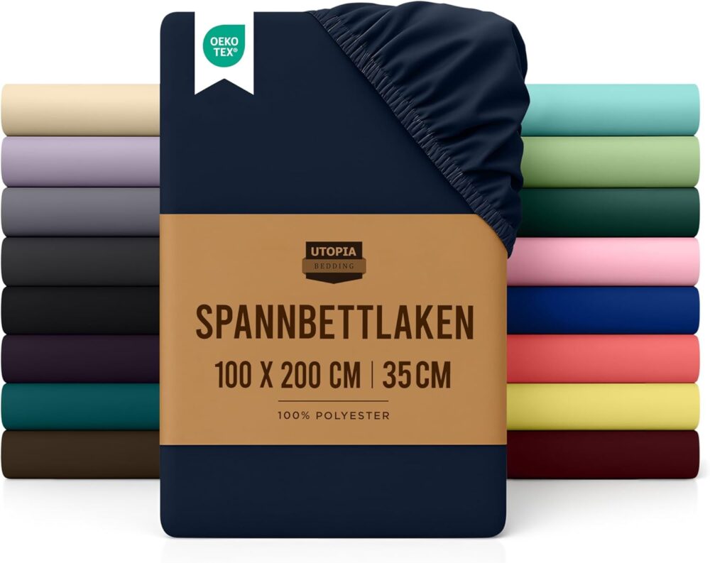 Fitted Sheet 100 x 200 cm - Navy Blue - Oeko-Tex Certified Brushed Microfibre