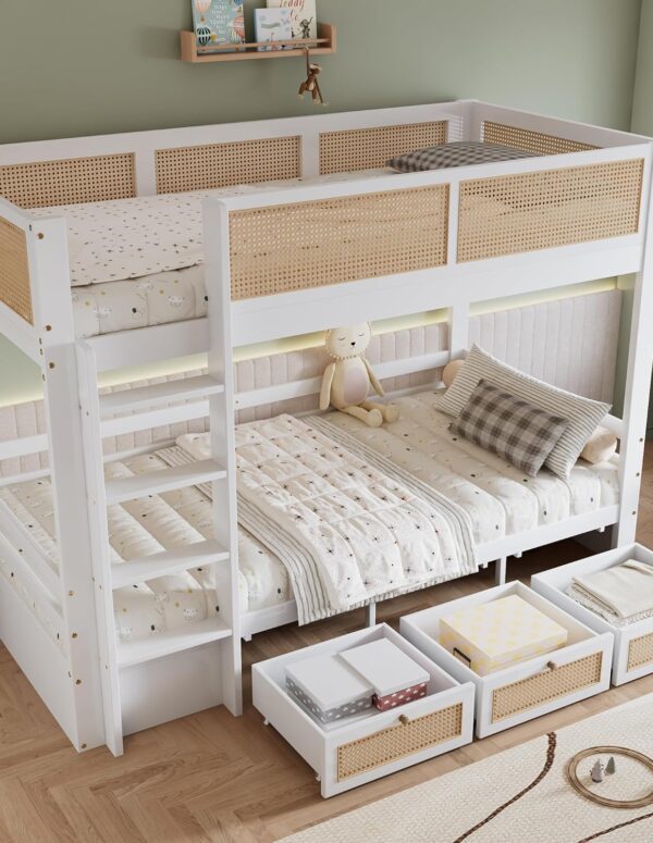 Wooden Kids Bunk Bed 90x200 cm with 3 Drawers