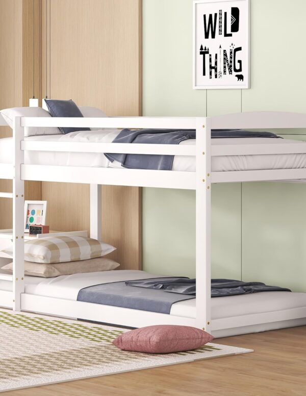 Wooden children's bunk bed white 90x200 cm with stairs