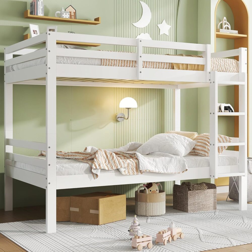 Etagenbett 90x200 aus Kiefer mit Leiter & Schutz