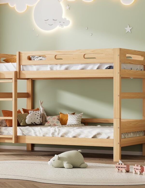 Etagenbett 90x200 mit Treppe & Rausfallschutz Natur