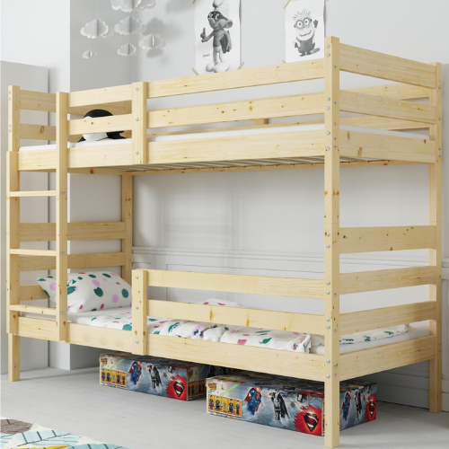 Wooden Bunk Bed 190x90 cm Solid Pine Natural Wood