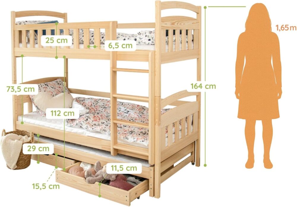 Etagenbett für Kinder mit Schubladen und Rausfallschutz – Bild 2