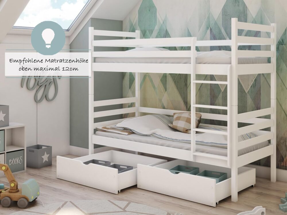 Etagenbett 90x200 cm mit Schubladen & Rausfallschutz – Bild 2
