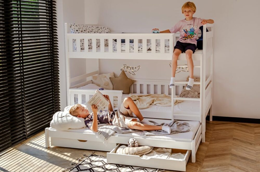 Wooden Bunk Bed 90x200 cm with Pull-Out & Drawers – Bild 2