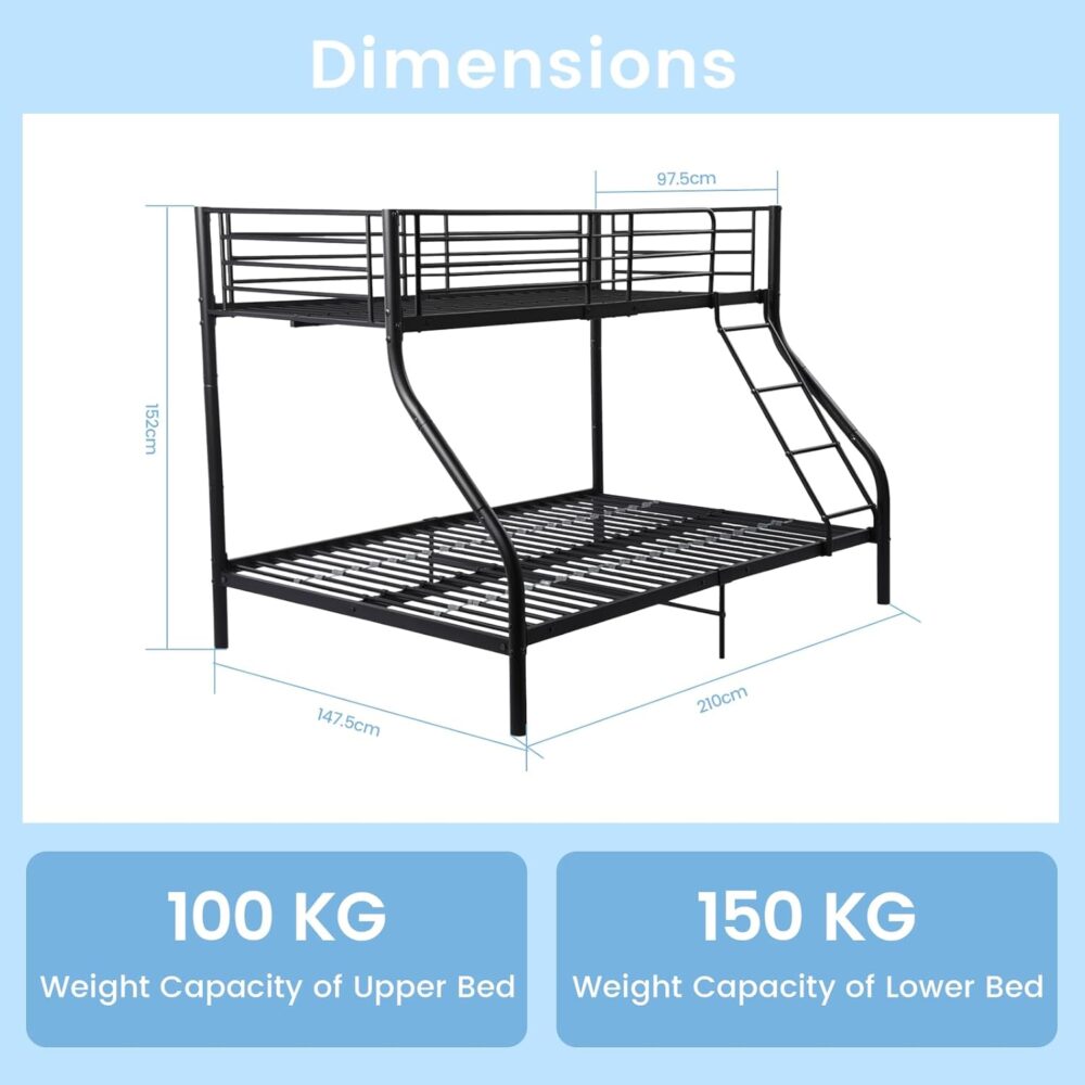 Etagenbett 140x200 cm mit Leiter, Lattenrost und Schubladen – Bild 2