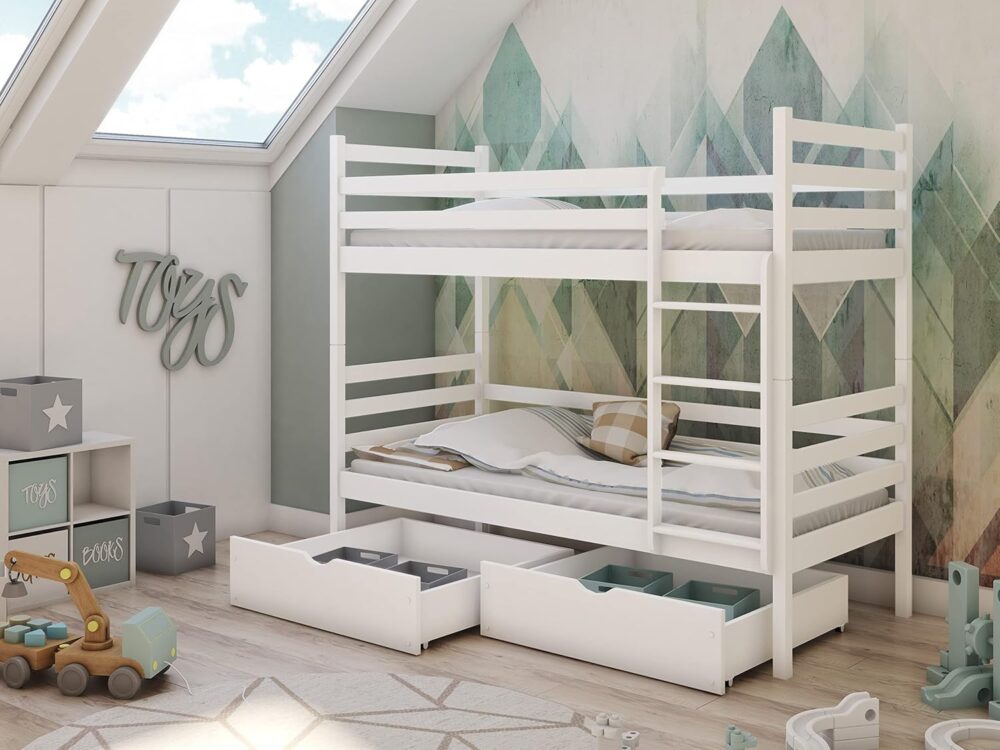 Etagenbett 90x200 cm mit Schubladen & Rausfallschutz – Bild 3
