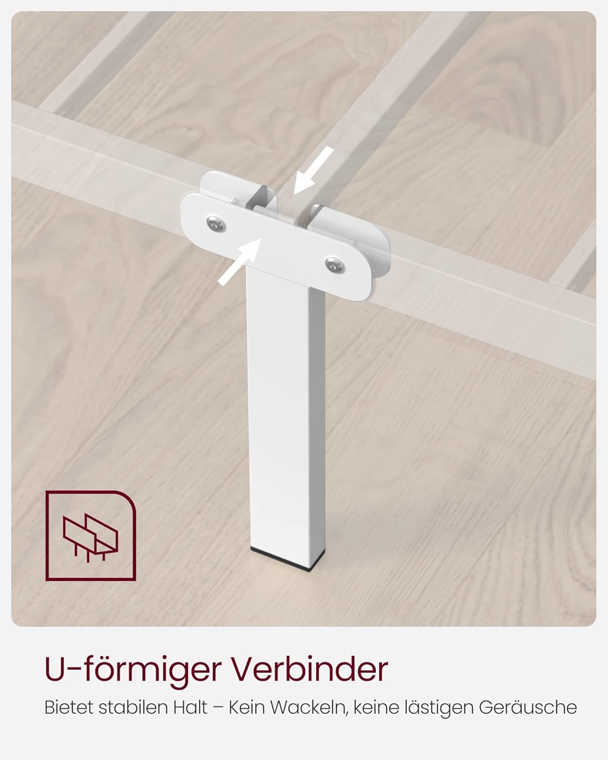 White Metal Double Bed Frame 160x200cm Easy Setup – Bild 7