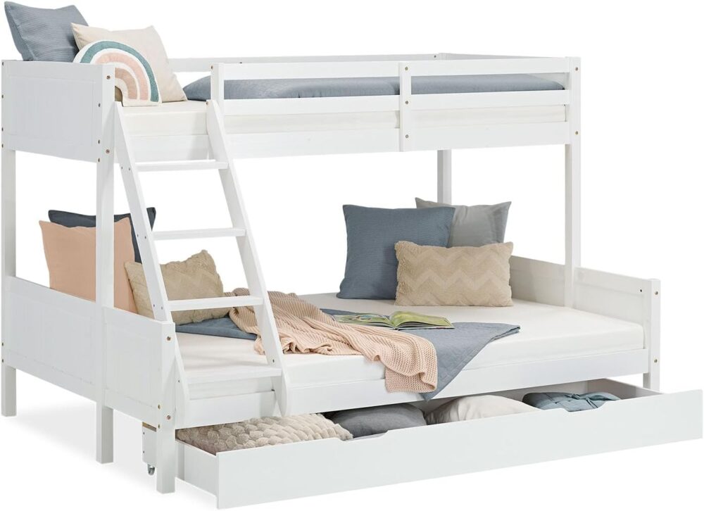 "Kinder-Etagenbett mit Bettkasten, 90 x 200 cm und 140 x 200 cm – Weißes Holz-Etagenbett für Kinder, inklusive Stauraum | Artikel 2723" – Bild 3