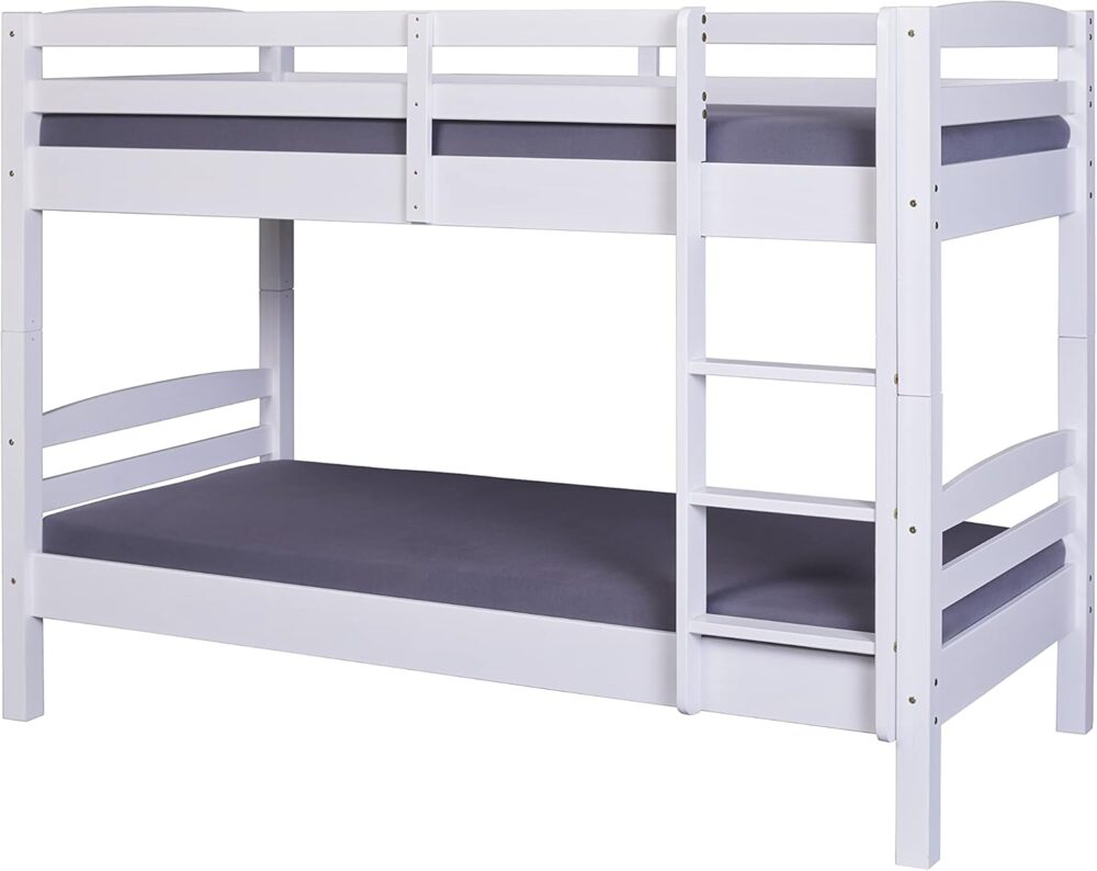 "Etagenbett Annika – Kinder-Etagenbett mit Absturzsicherung, inklusive 2 Lattenrosten, aus Massivholz Kiefer, Weiß lackiert, 90 x 200 cm" – Bild 3