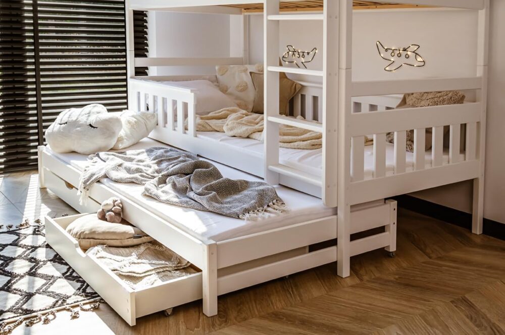 Wooden Bunk Bed 90x200 cm with Pull-Out & Drawers – Bild 3