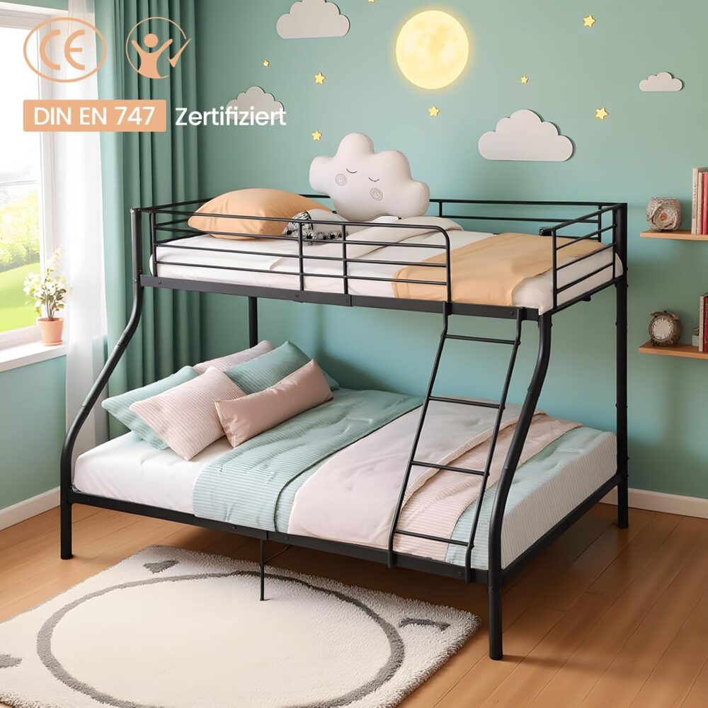 Etagenbett 140x200 cm mit Leiter, Lattenrost und Schubladen – Bild 3