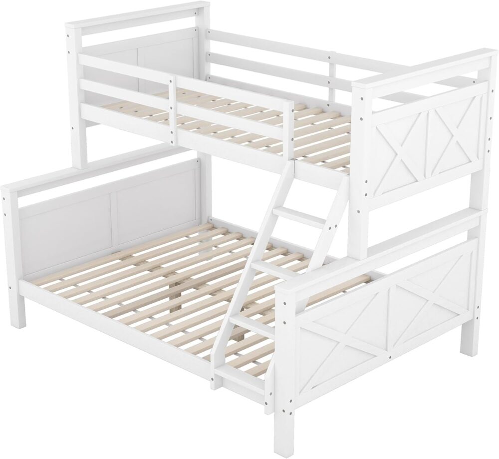 Etagenbett 90x200 mit Leiter & Rausfallschutz Weiß – Bild 3