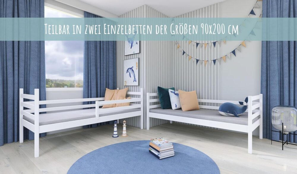Etagenbett 90x200 cm mit Schubladen & Rausfallschutz – Bild 4