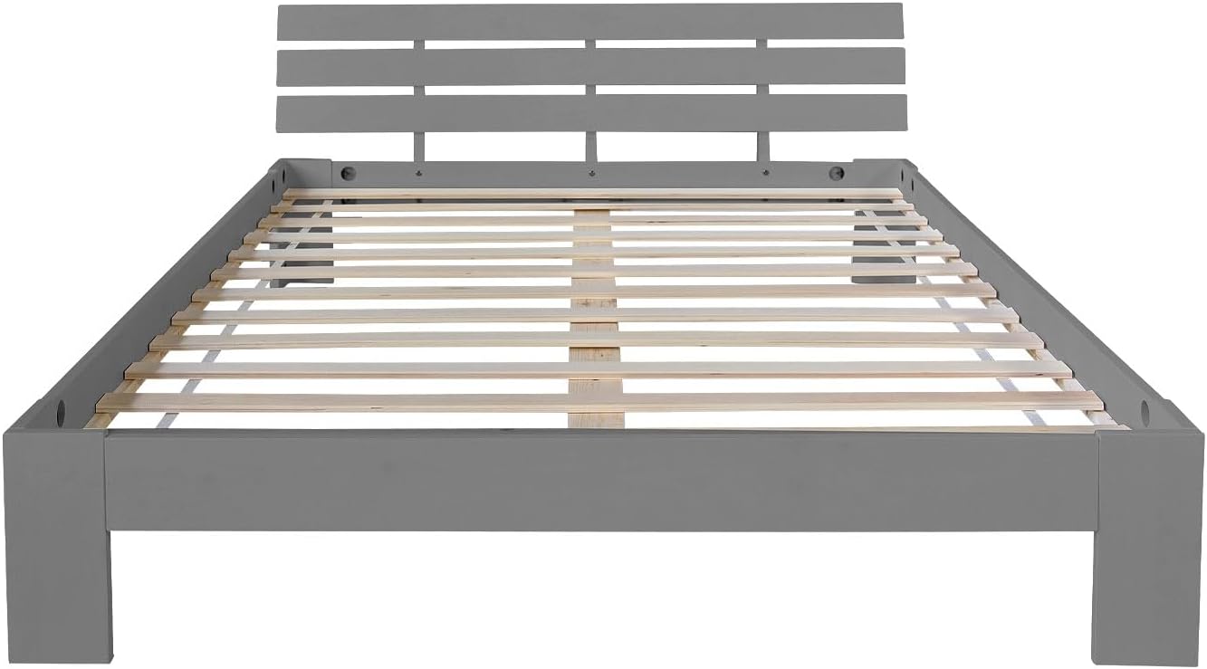 Modernes Graues Doppelbett aus Holz 180x200 cm Rahmen – Bild 5