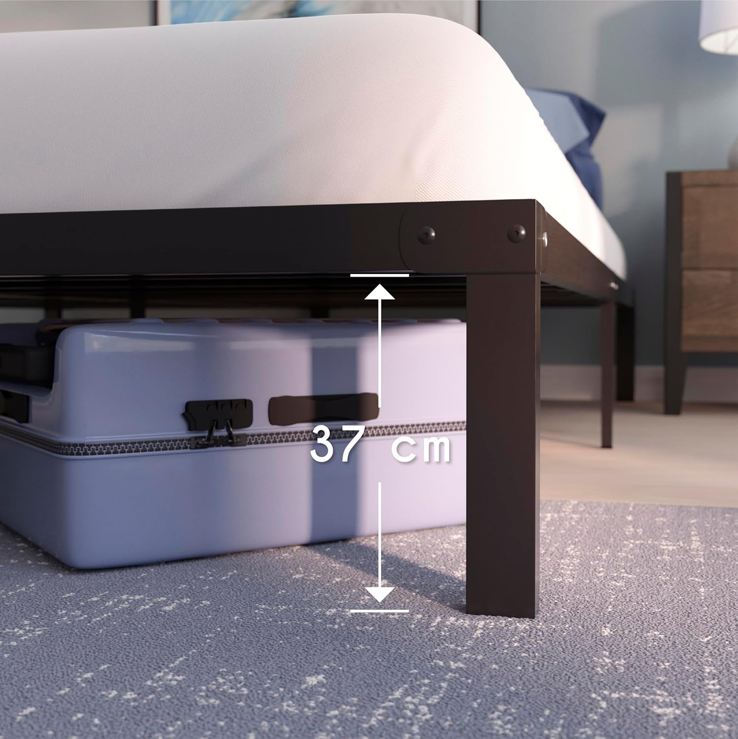 Metal Bed Frame with Slats Black Single or Double – Bild 2