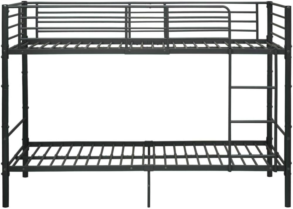 Metall-Etagenbett, 90 x 200 cm, mit Schutzgeländern und Zugangsleitern (Schwarz) – Bild 4
