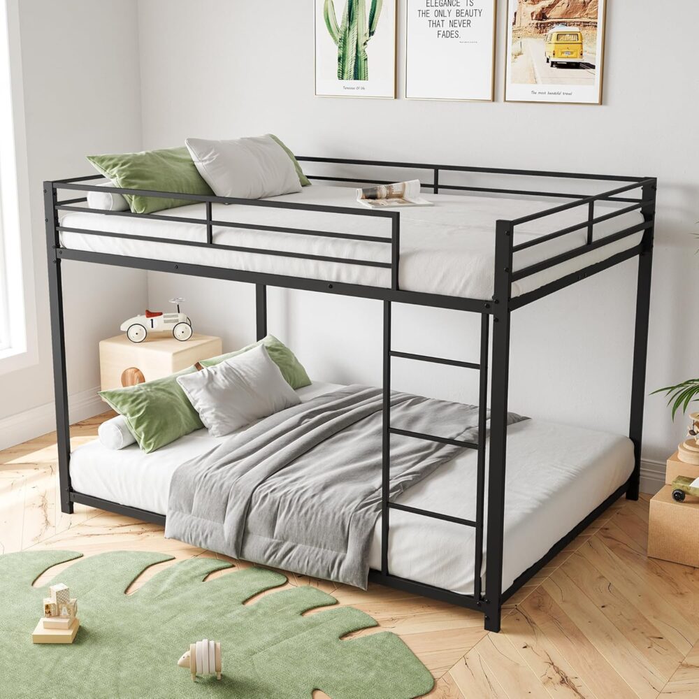 "Metall-Etagenbett 140 x 200 cm – Kinder-Etagenbett, Doppelbett mit Lattenrost und Absturzsicherung, für Jungen und Erwachsene (Schwarz, 140 x 200 cm)" – Bild 4