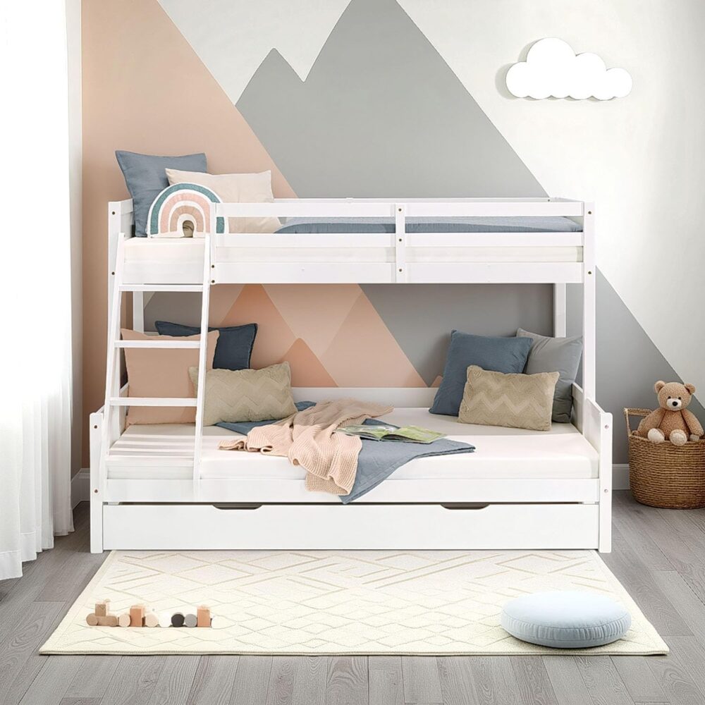 "Kinder-Etagenbett mit Bettkasten, 90 x 200 cm und 140 x 200 cm – Weißes Holz-Etagenbett für Kinder, inklusive Stauraum | Artikel 2723" – Bild 4