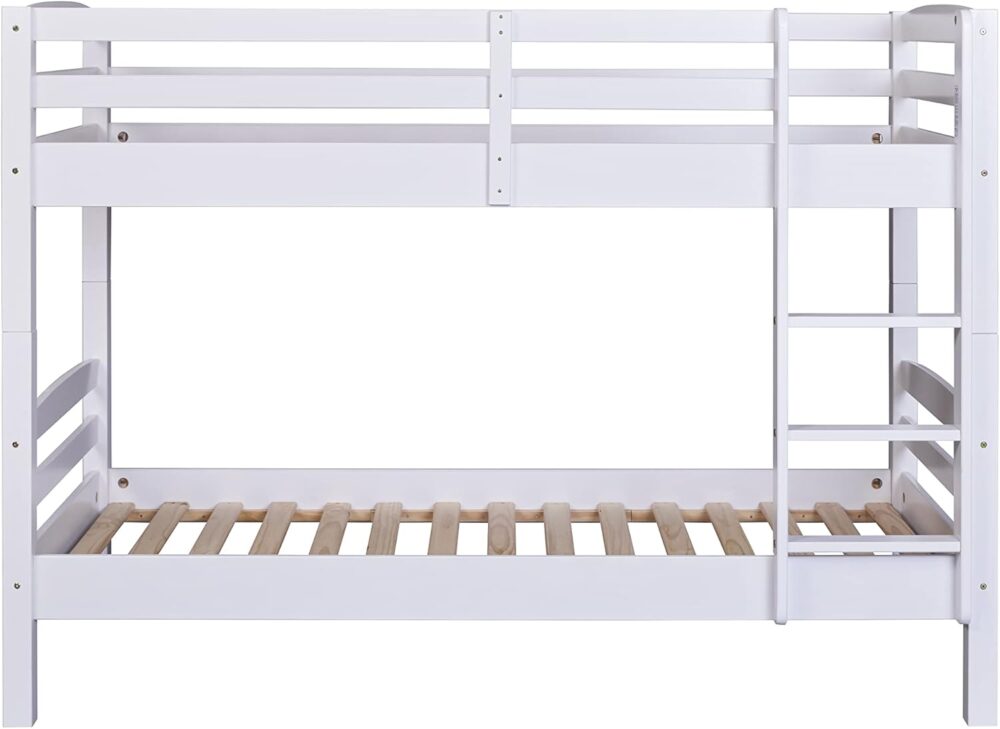 "Etagenbett Annika – Kinder-Etagenbett mit Absturzsicherung, inklusive 2 Lattenrosten, aus Massivholz Kiefer, Weiß lackiert, 90 x 200 cm" – Bild 4