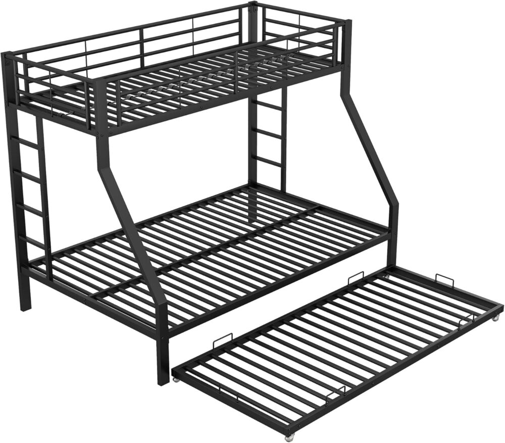 Metall Etagenbett Schwarz 90x200 cm mit Leiter – Bild 4