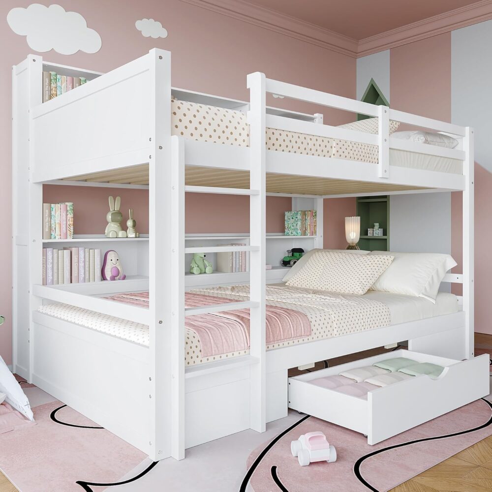 Wooden Bunk Bed 90x200 cm with Drawers & Ladder – Bild 5