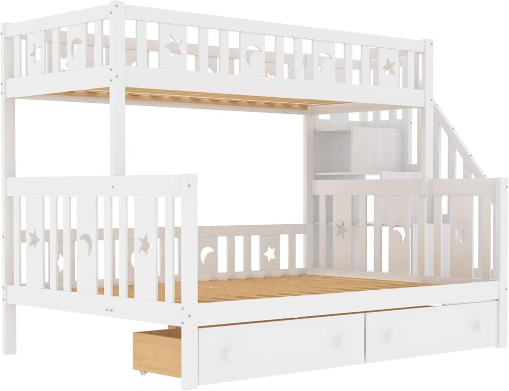 Etagenbett aus Kiefernholz mit Treppe und Schubladen – Bild 5