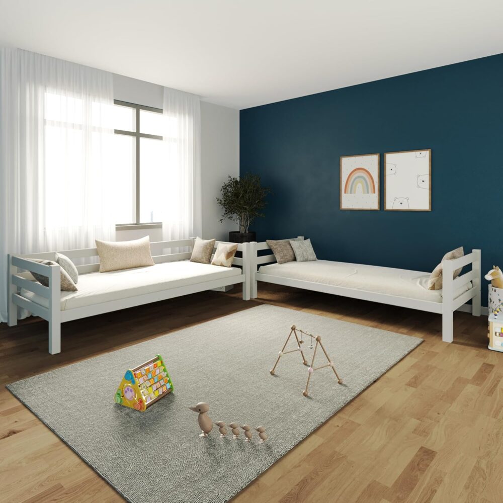 Massivholz-Etagenbett für 2 Kinder aus Kernbuche 90 x 200 cm – Doppelstockbett mit Lattenrost – Kinder-Etagenbett mit Treppe – Bild 5