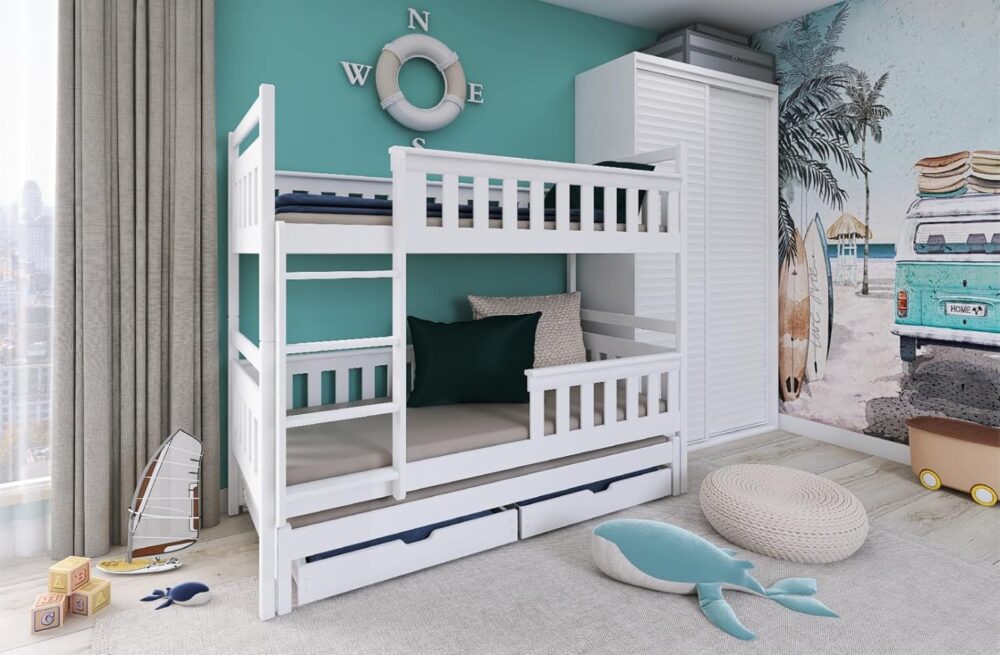 Wooden Bunk Bed 90x200 cm with Pull-Out & Drawers – Bild 5