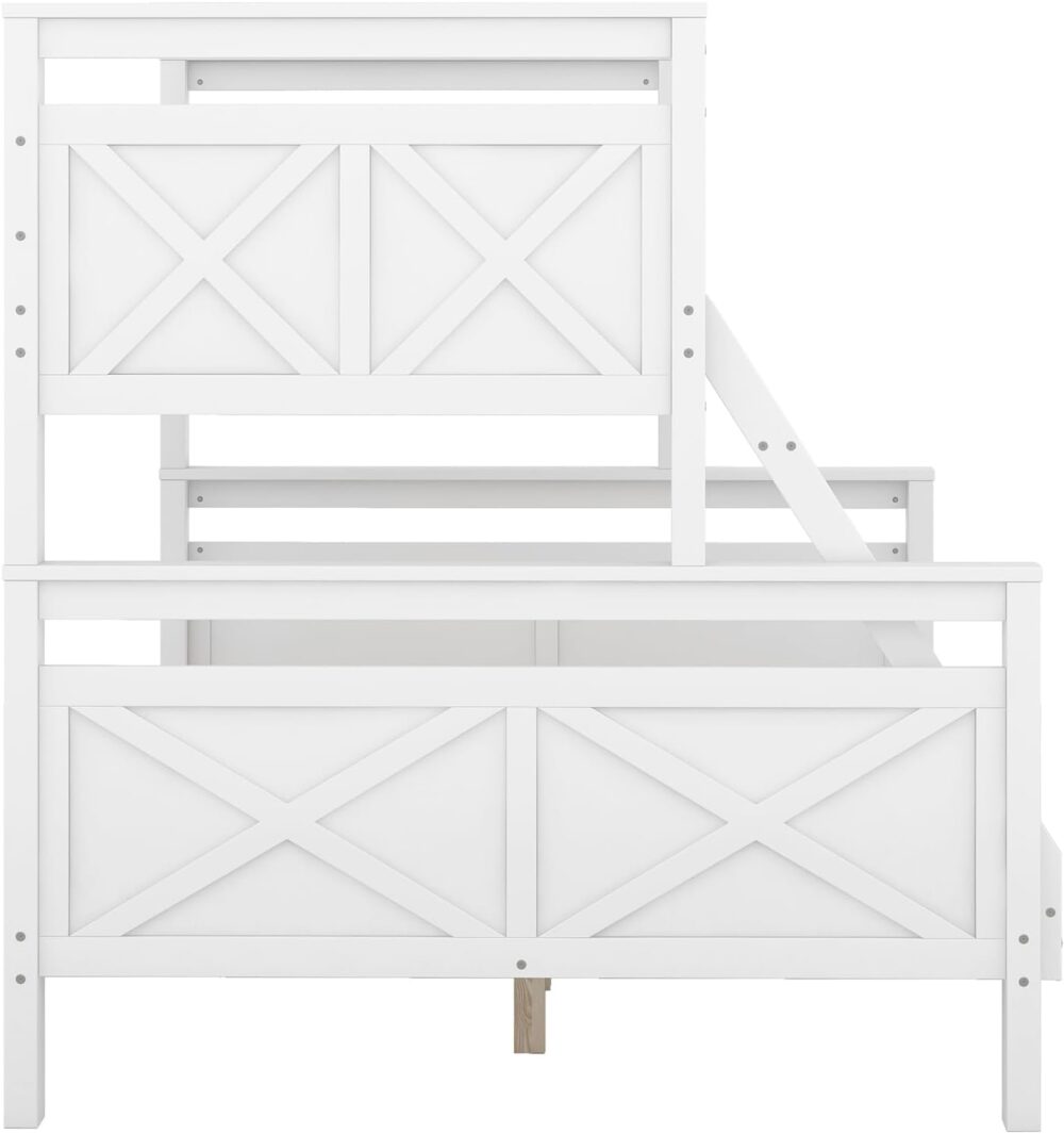 Etagenbett 90x200 mit Leiter & Rausfallschutz Weiß – Bild 5